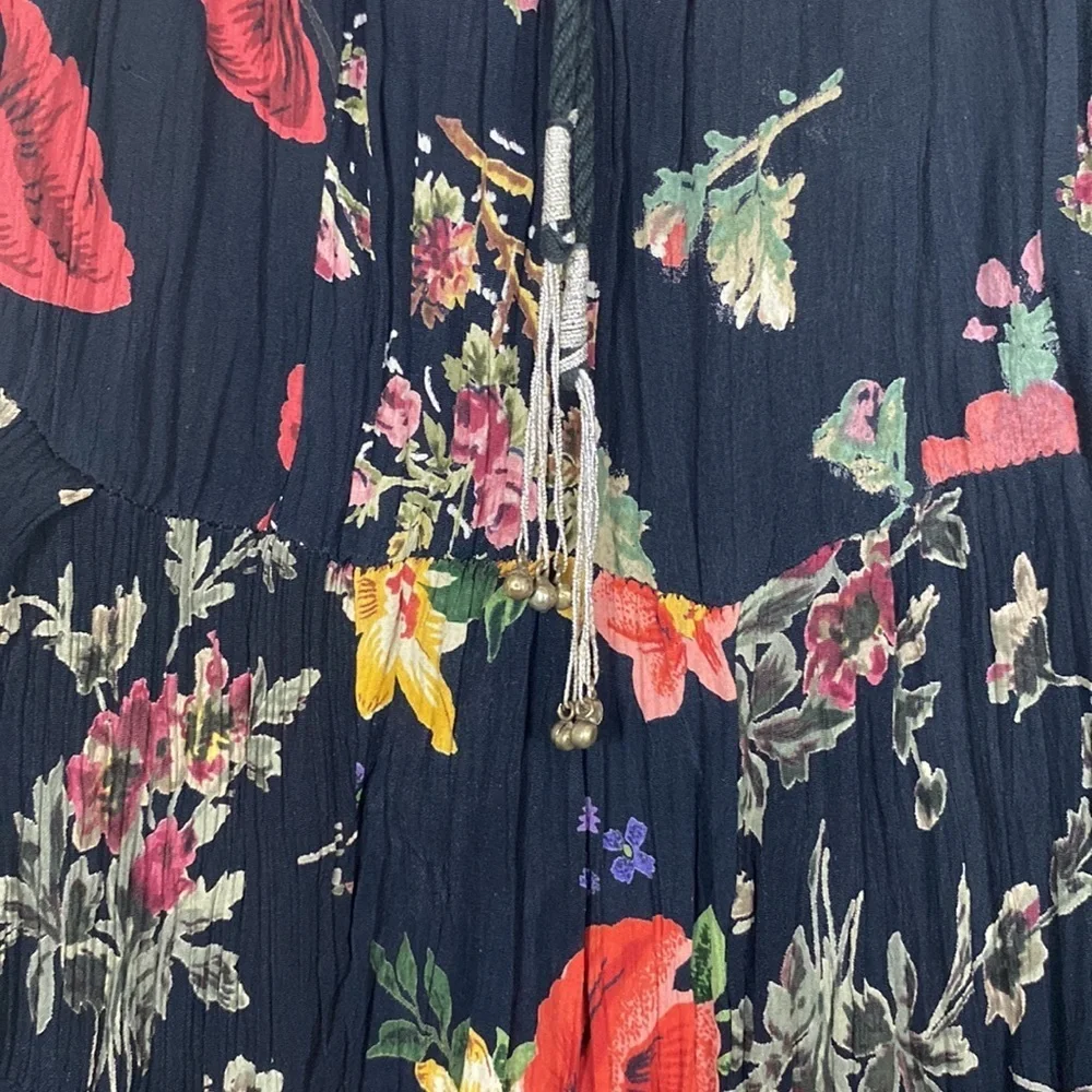 S Stream 5856 New Black Floral Print Broomstick Skirt